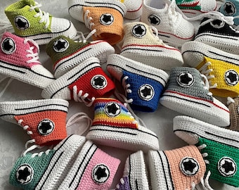 Baby Booties Converse Crochet Unisex Crochet Baby Booty Shoe Shower Gift newborn baby shoe sneakers chucks baby girl boy footwear baby shoes