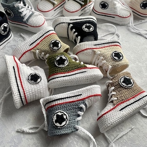 Baby Booties Converse Crochet  Unisex Crochet Baby Booty Shower Gift newborn outfit baby shoe sneakers chucks baby girl boy footwear shoes