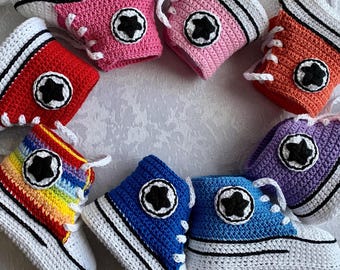 Crochet Converse Baby Booties – Handmade Newborn Sneakers
