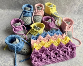 Crochet Baby Booties and Crown Baby Shoes Baby Headband Crochet Crown Baby Footwear Baby Shower Baby Announcement Baby Crochet Baby Set
