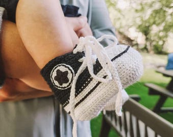 Crochet Baby Converse Booties – Handmade Newborn Photo Prop