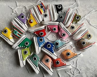 Newborn Crochet Converse Booties – Unisex Baby Shoes, Handmade Keepsake & Shower Gift