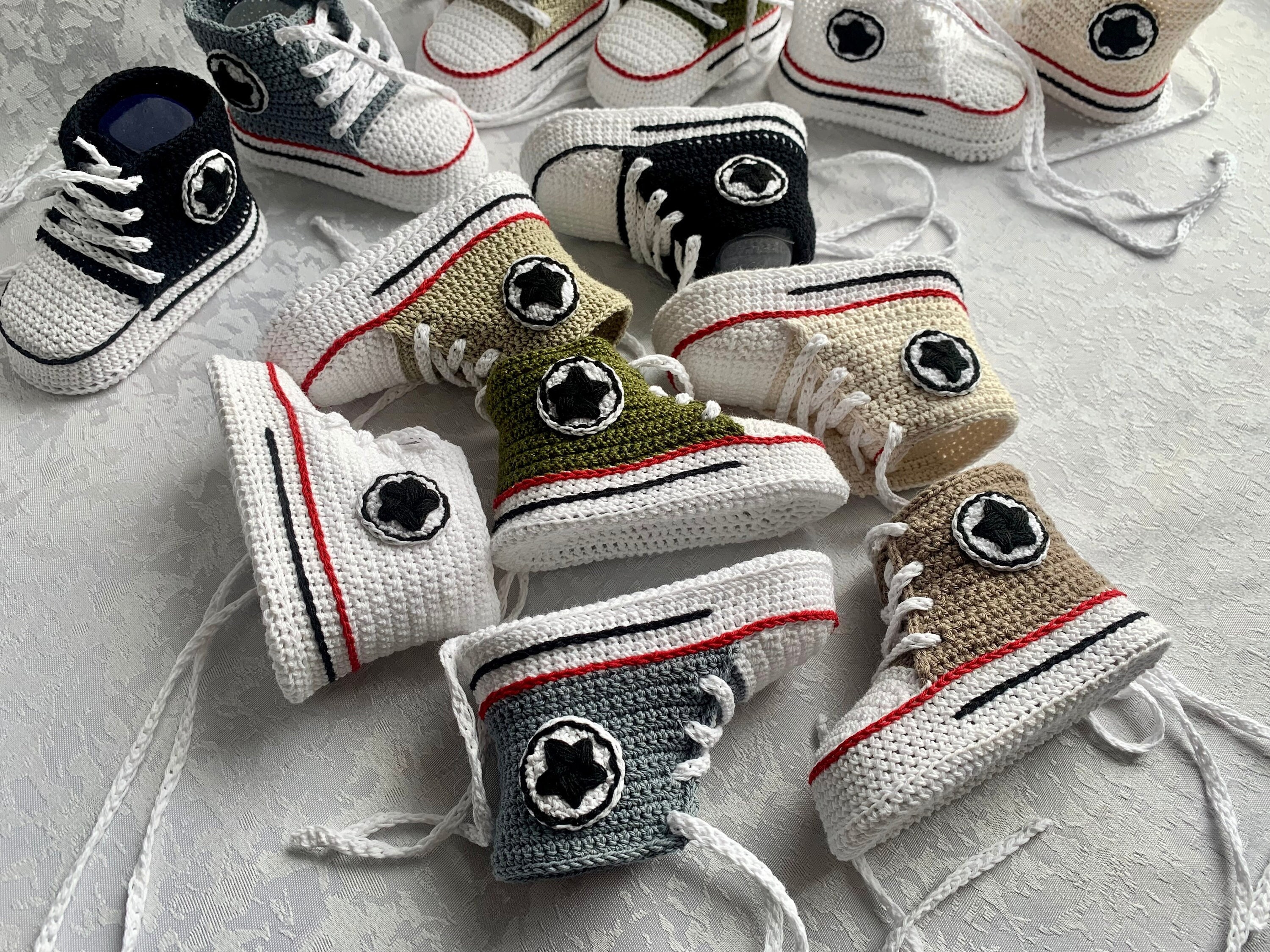Unisex Converse Etsy Booty Footwear Newborn Baby Shower Girl Outfit Crochet Australia Gift Shoes Boy Baby Booties Baby Crochet Chucks Shoe Baby - Sneakers