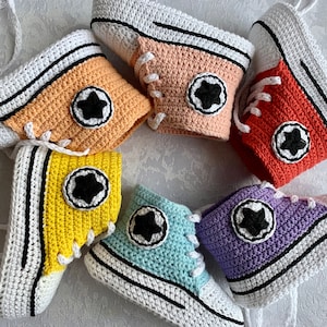 Crochet Converse Baby Booties: Handmade Cotton Sneakers, Shower Gift
