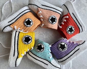 Crochet Converse Baby Booties: Handmade Cotton Sneakers, Shower Gift