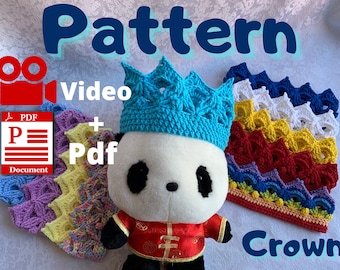 Couronne au crochet pour une princesse Tutoriel Bandeau Motif Couronne pour un bébé garçon Diadème Anniversaire de bébé Pdf et vidéo Crochet Motif Nouveau-né Adulte