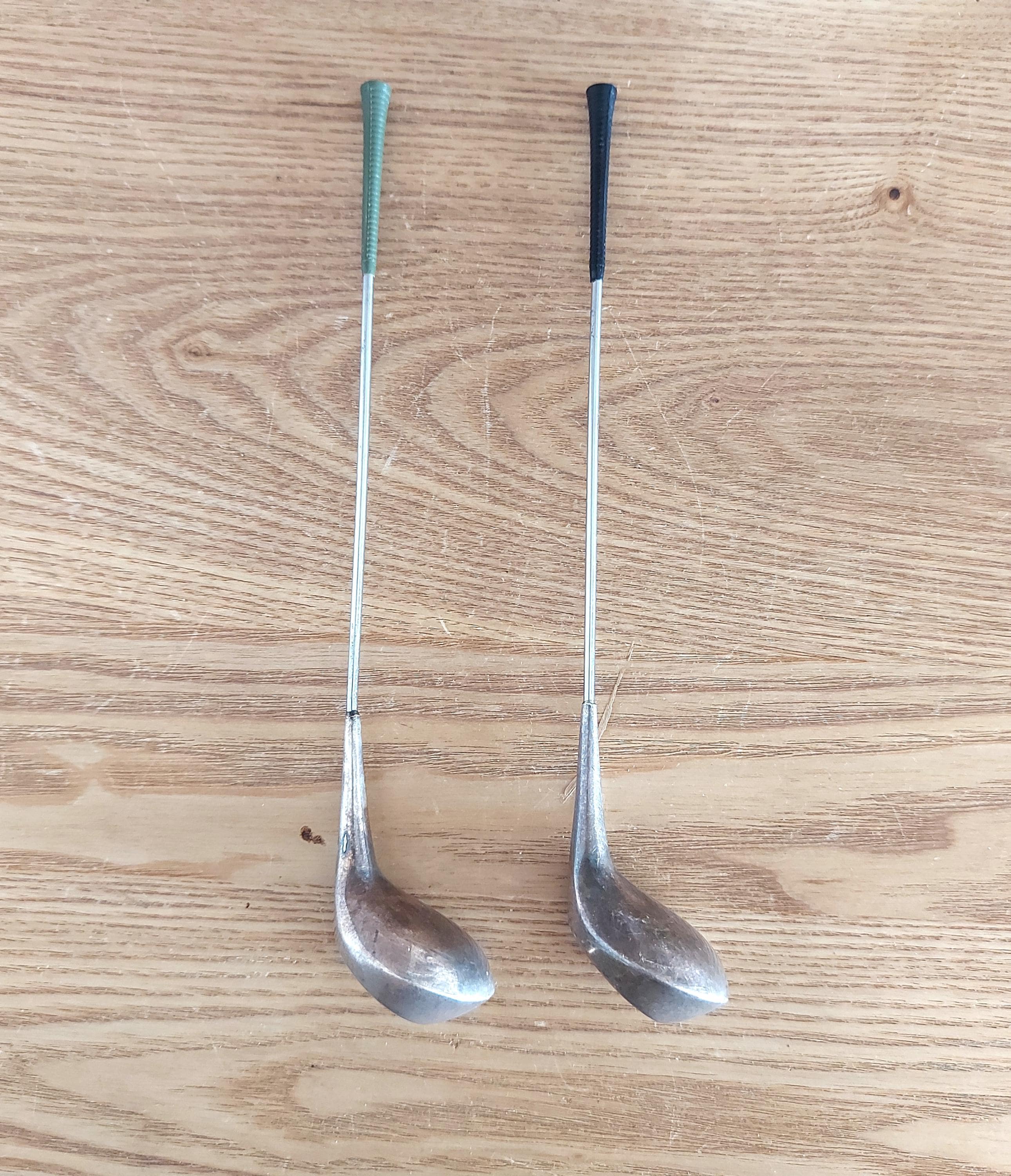 Vintage FRIGAST Silver Plate Golf Club Cocktail Stirrer SET 2