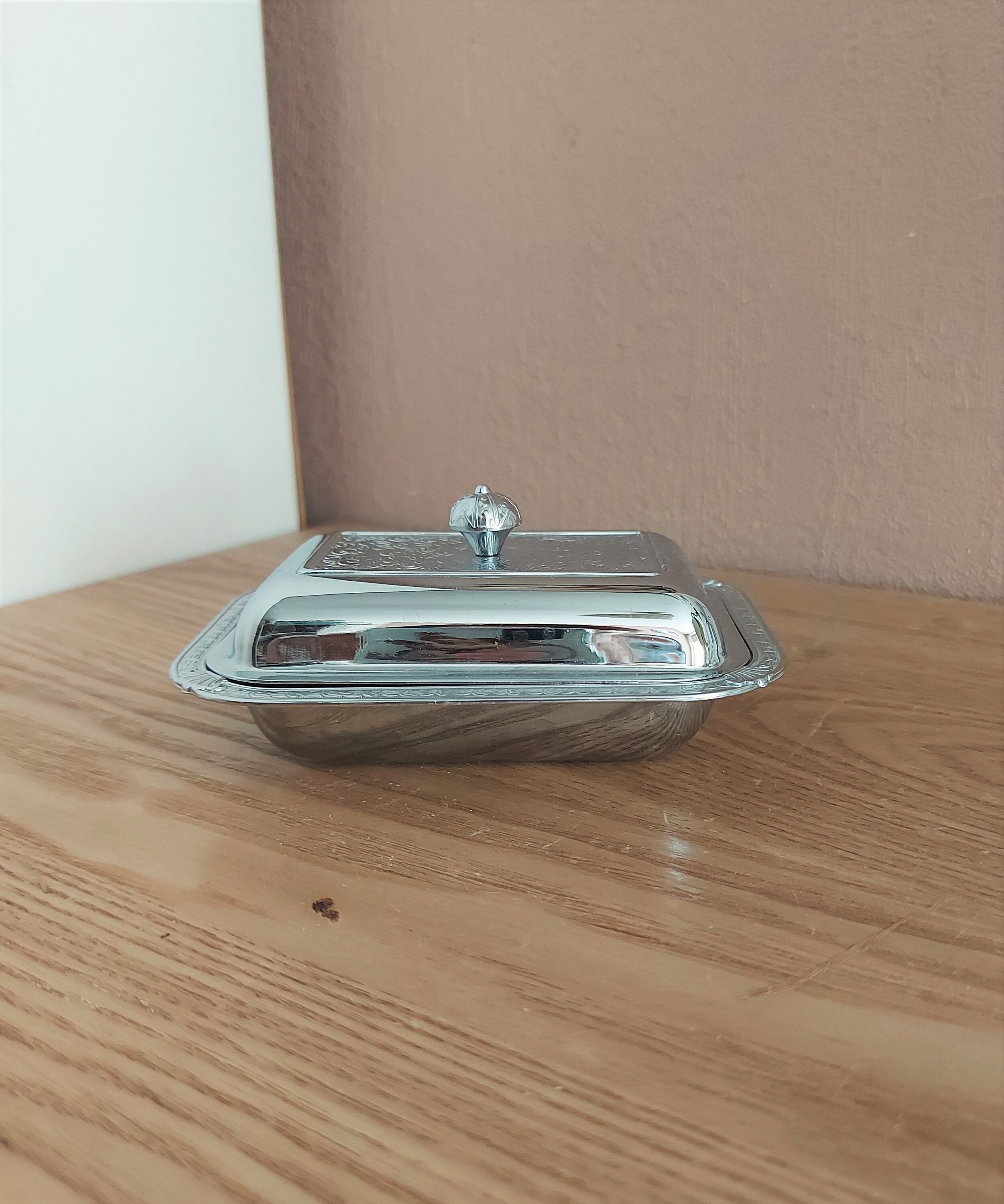 Vintage Small Nickel Chrome ButterDish with Removable Lid by Etsy