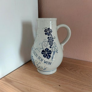 Vintage German  Stoneware Salt Glazed Ceramic Wine Pitcher, Ceramic  Jug, Germany, 1970s