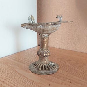 Antique  Indian Bronze Oil Lamp, NANDY Oil Lamp, Mayur South Indian Oil Lamp, 1800s
