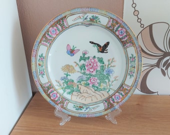 Vintage Large Porcelain Collectible Hand Painted Plate, Asian Art , China