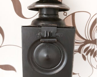 Vintage Metal CARRIAGE LANTERN, Old Black Metal Wall Lamp