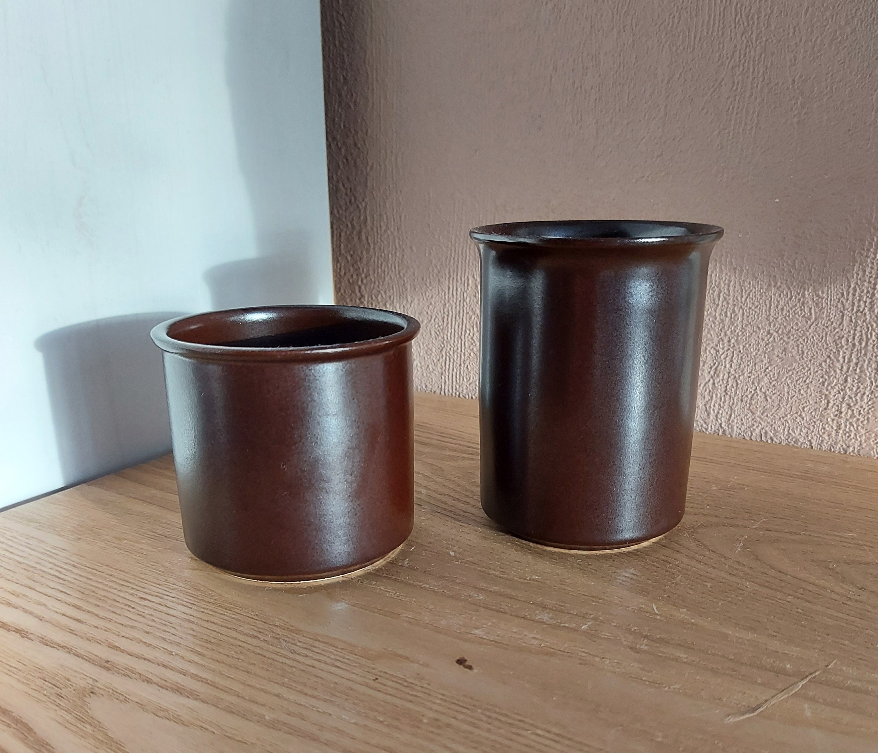 Vintage HÖGANÄS Brown Ceramic Pot SET 2, Sweden, 1970s - Etsy