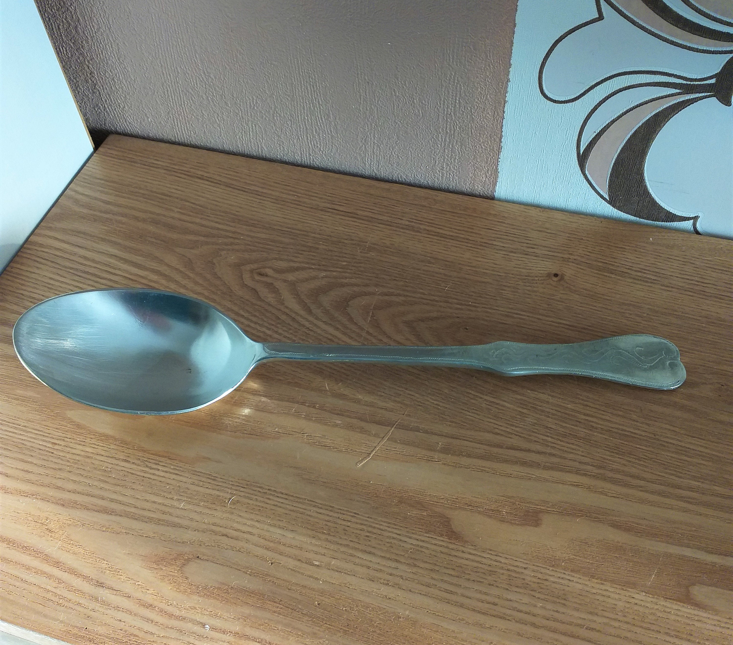 ASKVOLL BRUG STØPT TINN made in Norway Vintage Askvoll Brug Støpt Tin Cast Pewter Extra Large Spoon