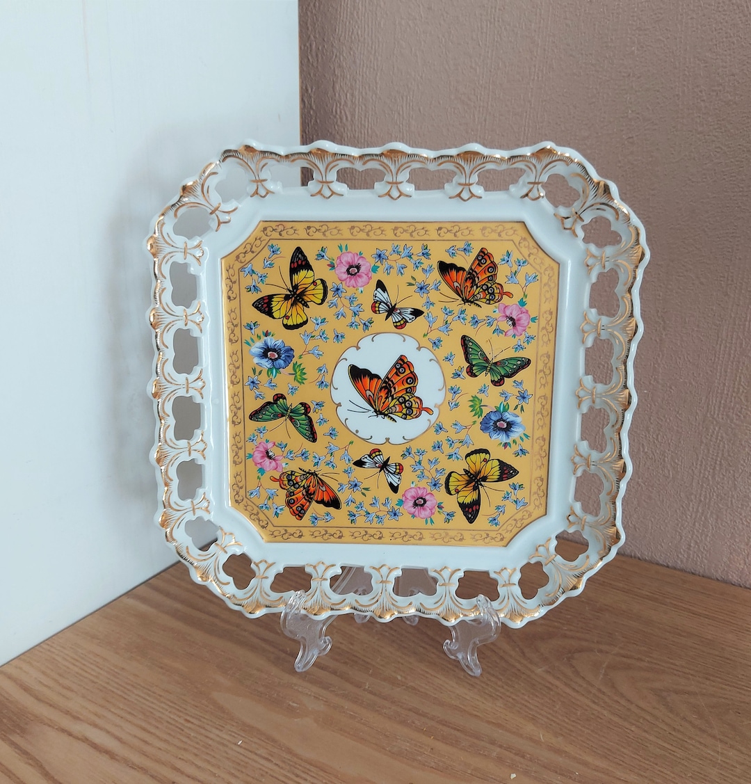 Vintage ARTI M Porcelain Openwork Serving Dish, English Porcelain Plate ...