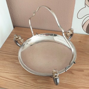 Vintage Silver Plate Serving Dish with Removable Handle