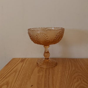 Vintage Pressed Glass Fruit Bowl, Pink Glass Candy Bowl