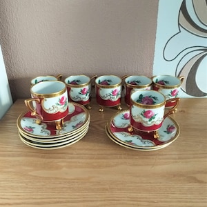Vintage MITTERTEICH BAVARIA  Porcelain Three-footed Coffee SET 14, Germany, 1930s