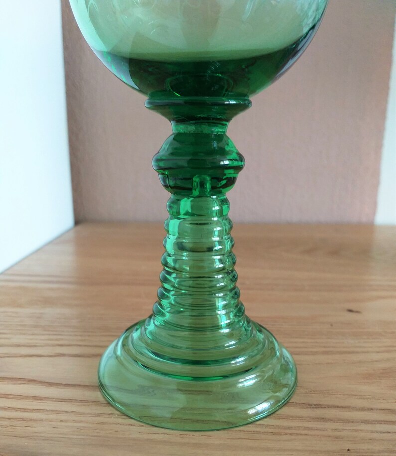 Vintage ROEMER Green Glass Grape Etched Wine Glasses SET 2 Etsy