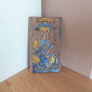 Vintage Scandinavian Ceramic Wall Plaque, Ceramic Plaque with Girl Relief, 1970s