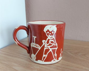 Vintage HÖGANÄS Keramik Teetasse, AJ Höganäs Braun Keramik Becher Schweden, 1950er Jahre