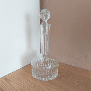 Vintage Crystal Glass Hand Cut Decanter, Heavy Crystal Glass Decanter
