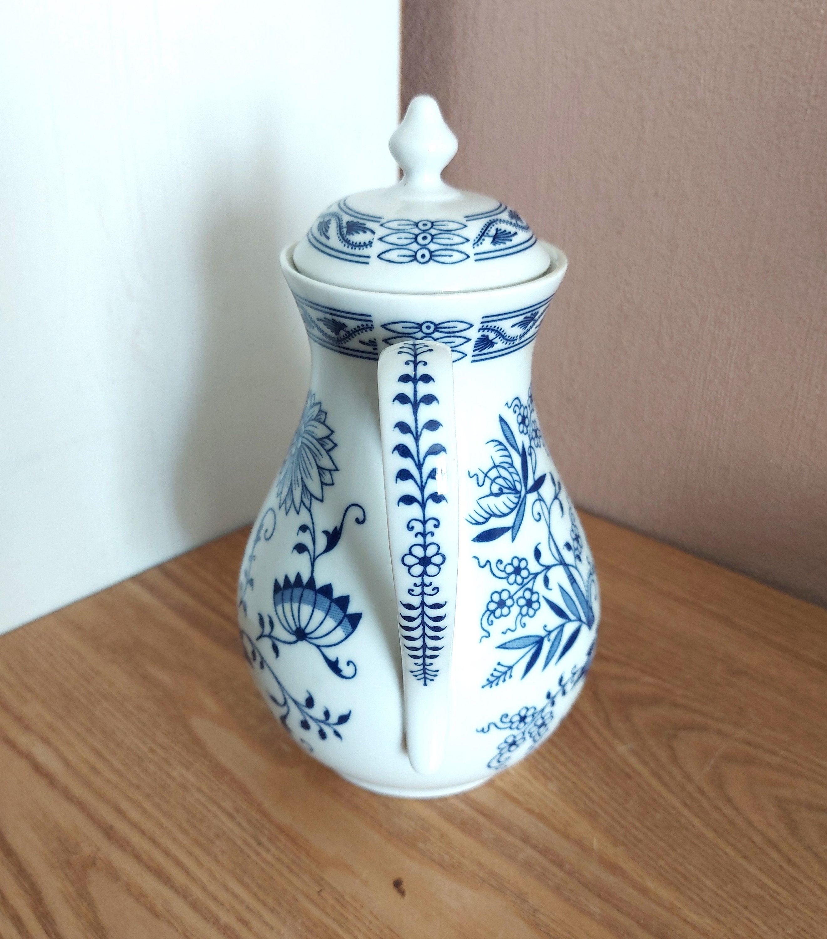 Vintage BOHEMIA HENRIETTE Porcelain Coffee SET 2, Blue Onion