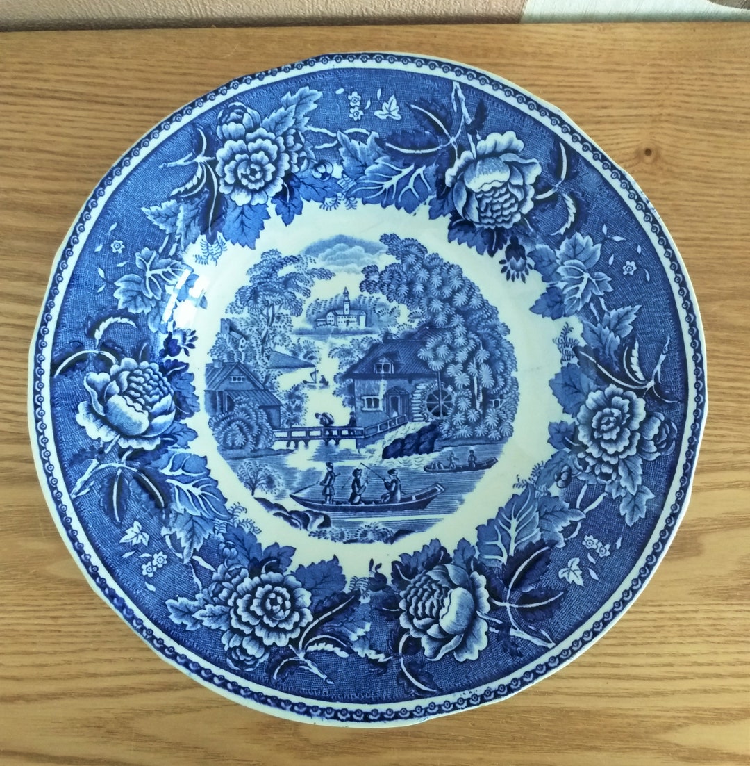 Vintage ARABIA FINLAND Porcelain Landscape Blue Series Plate