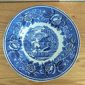 Vintage ARABIA FINLAND Porcelain Landscape Blue Series Plate, Finland, 1960s