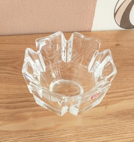 Vintage ORREFORS Small Crystal CORONA Bowl , Design by Lars