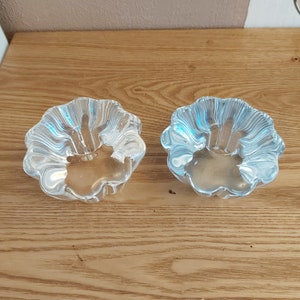 Vintage ORREFORS Stella Glass candle Holders SET 2, Sweden, 1960s