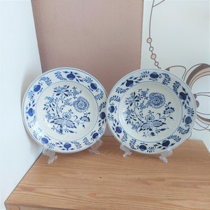 Vintage GÖTEBORG Zwiebelmuster Porzellan Suppenteller SET 2, Schweden, 1920er Jahre