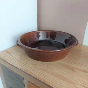 Vintage Scandinavian Brown Ceramic Сasserole Dish, Ceramic Casserole Pan, Baking Dish