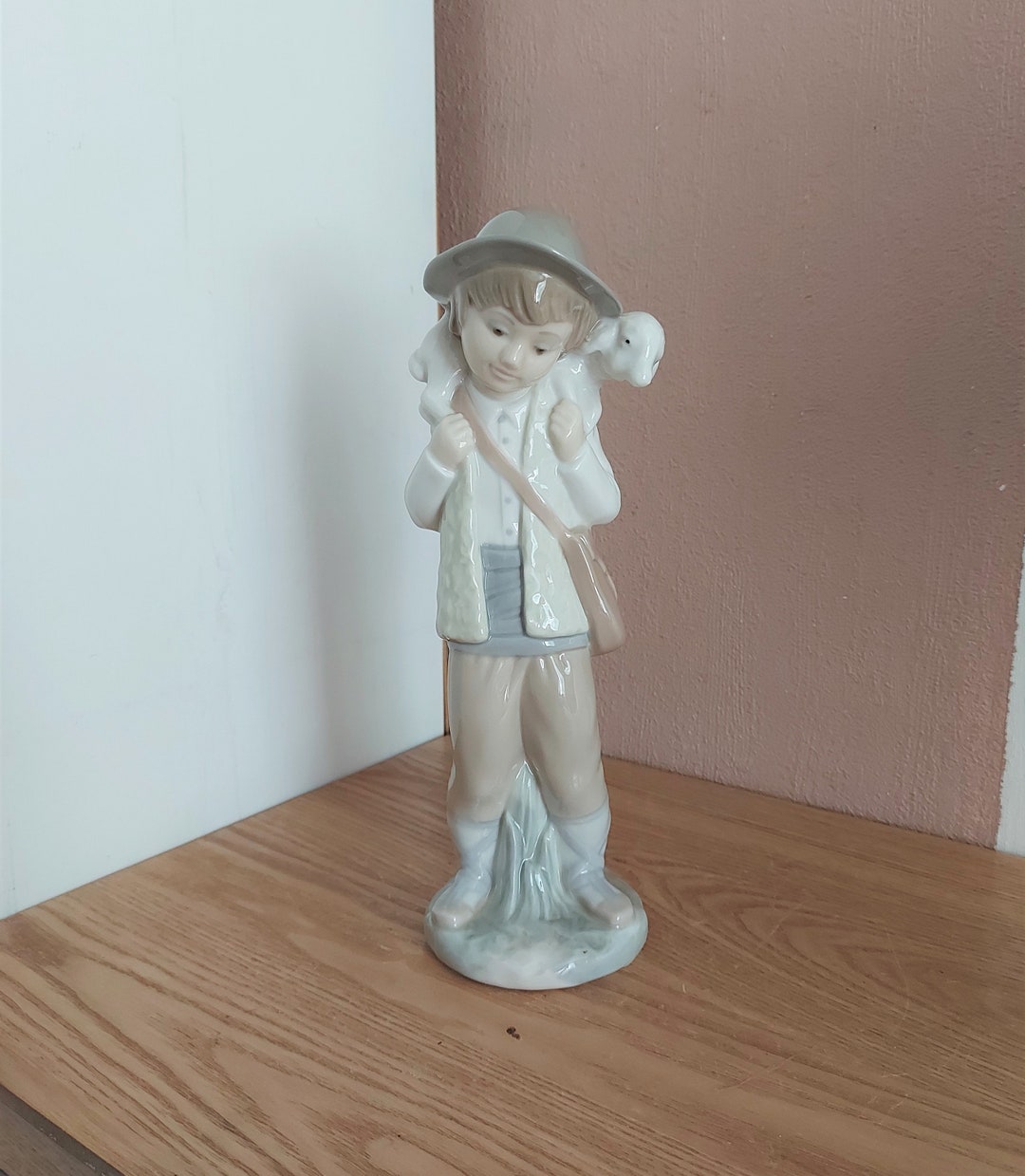 Vintage ZAPHIR Lladro Boy With Lamb Porcelain Statuette, Spain