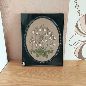 Vintage JIE GANTOFTA Ceramic Wall Plaque With Linnea Relief, Aimo design, Sweden, 1970s