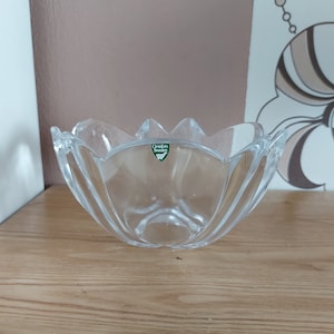 Vintage ORREFORS DALA Crystal Bowl, design by Lars Hellsten, Sweden, 1970s
