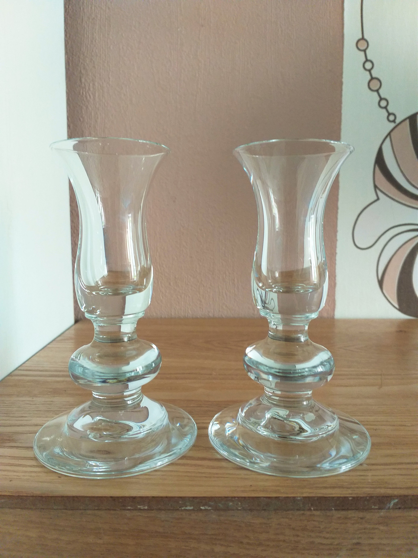 Vintage Clear Glass Candlestick Holders SET 2 - Etsy