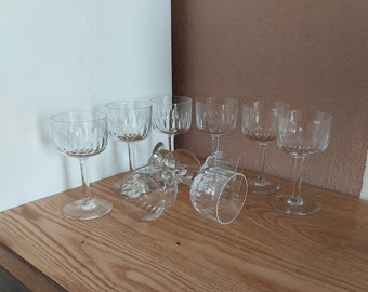 Antique Orrefors ULLE Series Sherry  Glasses SET 9 ,  Sweden, 1890s