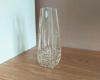 Vintage Small BOHEMIA Glass Vase, Cut Glass Vase, 1950s