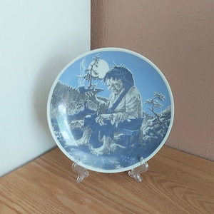 Vintage PORSGRUND Porcelain Collectible Plate with Norsk Troll Pattern, Norway, 1960s