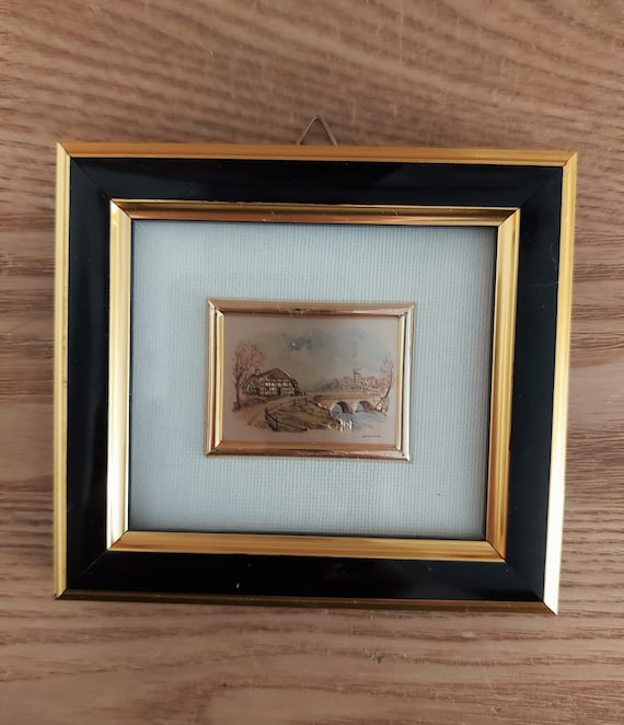Vintage Italian Sterling Silver Lithography Miniature, TOP
