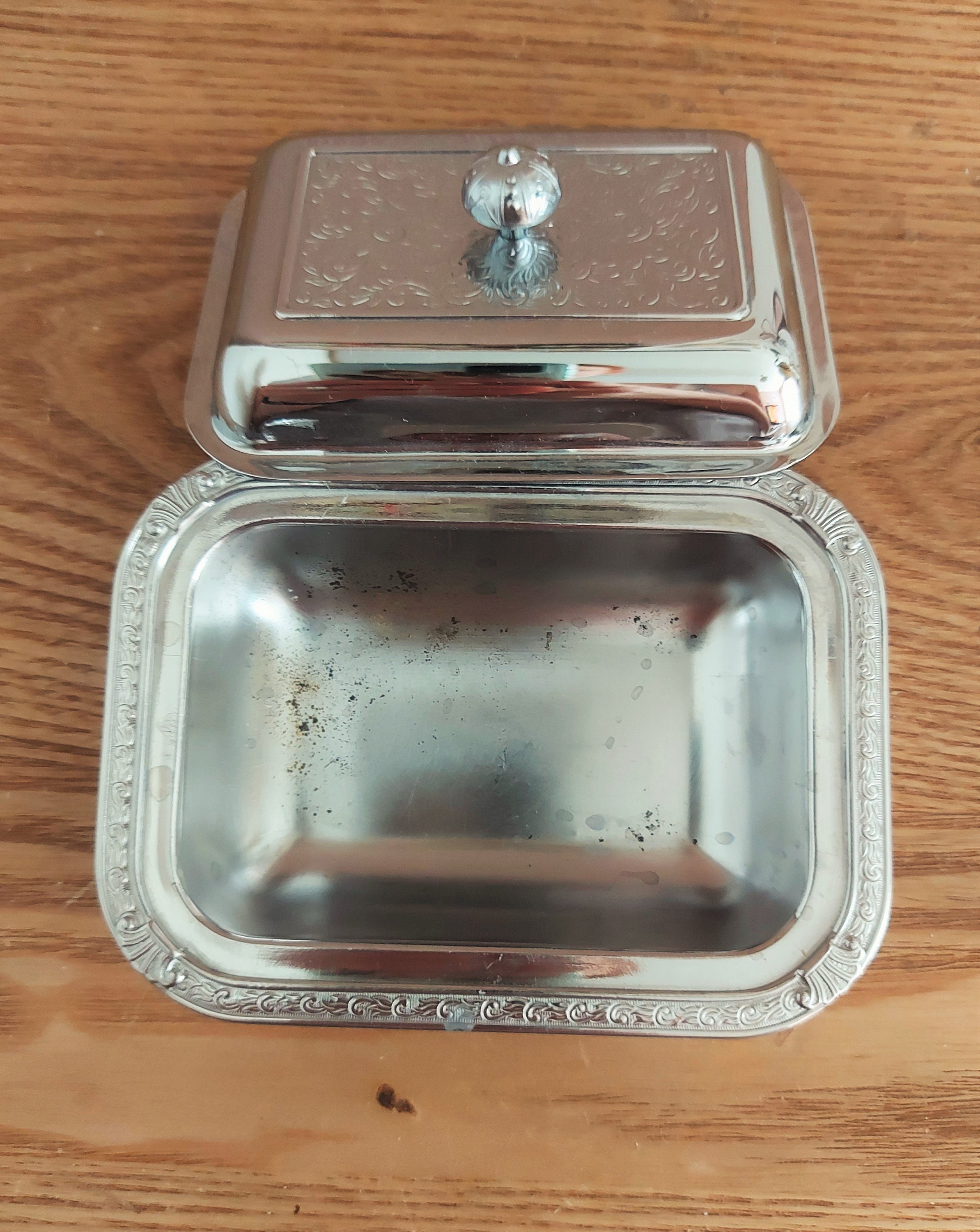 Vintage Small Nickel Chrome Butterdish With Removable Lid by Etsy UK