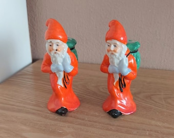 磁器製サンタと妻のキャンドルホルダー|ヴィンテージクリスマス 磁器製サンタと妻のキャンドルホルダー|ヴィンテージクリスマス