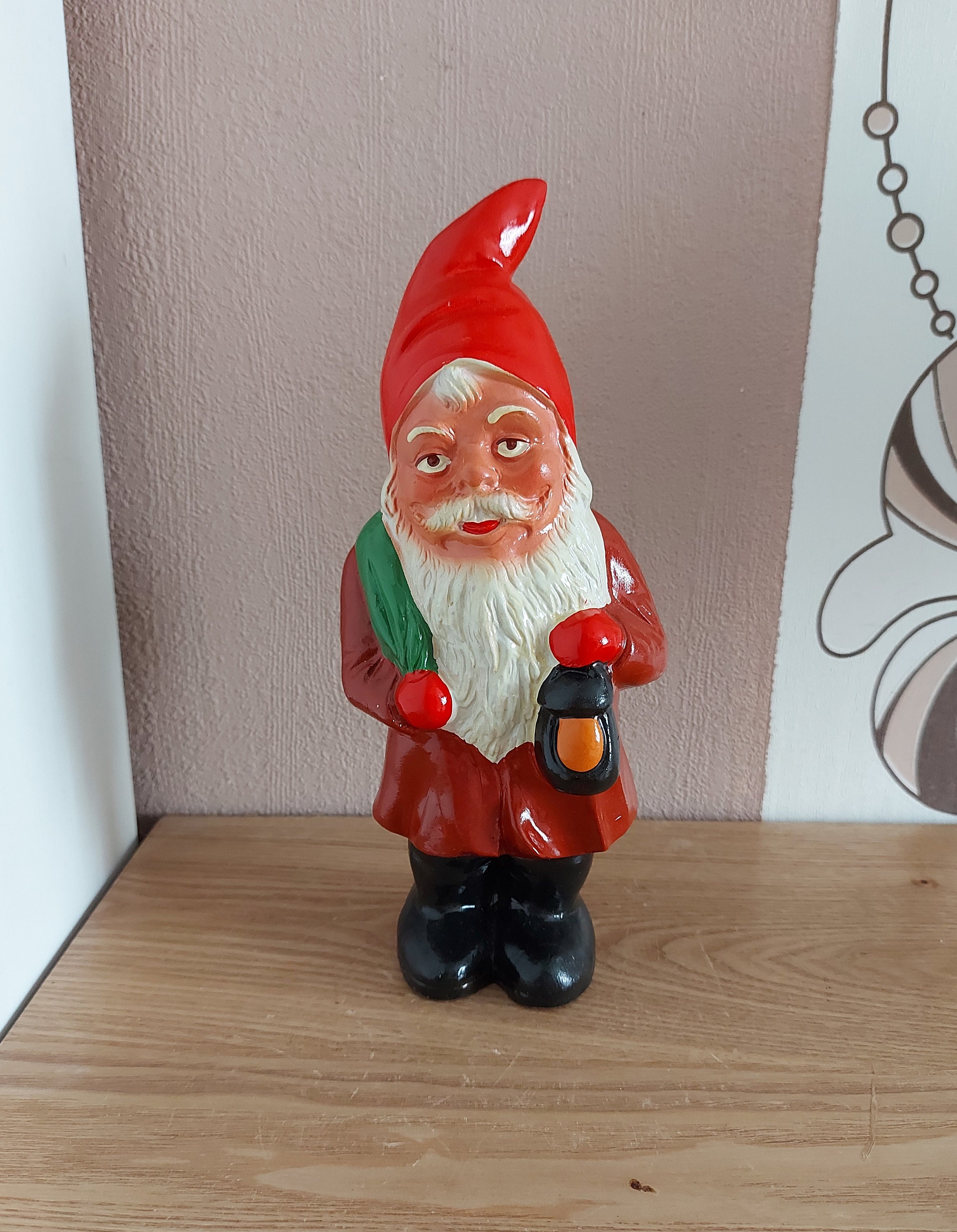 Nain De Jardin Ancien Heissner Avec Bêche - Hauteur 12 Cm, Céramique, Vintage Années 50, Fabriqué En Allemagne