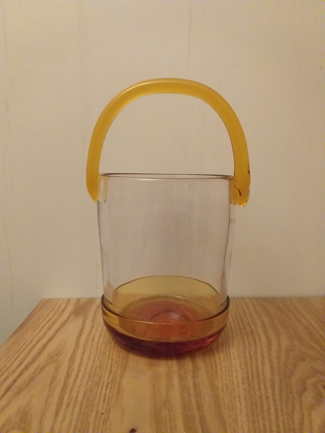 Vintage Glass Bucket With Glass Handle Glass Candy Dish Etsy