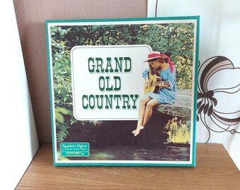 Lot de 8 vinyles vintage Grand Old Country, boîte de disques vinyle, musique country, années 1970