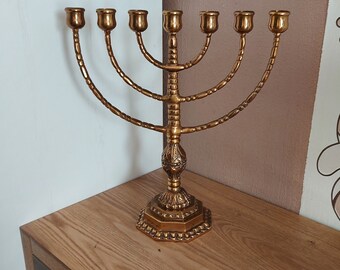 Vintage MALM  Brass 7 Armed MENORAH, Large Solid Brass CANDELABRA for 7 candles, Sweden