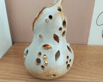 Portavelas PEAR reticulada de cerámica vintage, portavelas de luz de té