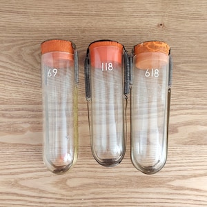 Vintage Glass Apothecary Jar with Rubber Cap SET 3, Medical Glass Flask Trio