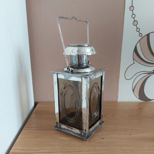 Vintage Scandinavian Silver Plated and Glass Decanter, Ship Lantern Decanter, Sweden, 1950s